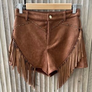 Blue B Collection Western Fringe Faux Suede Shorts